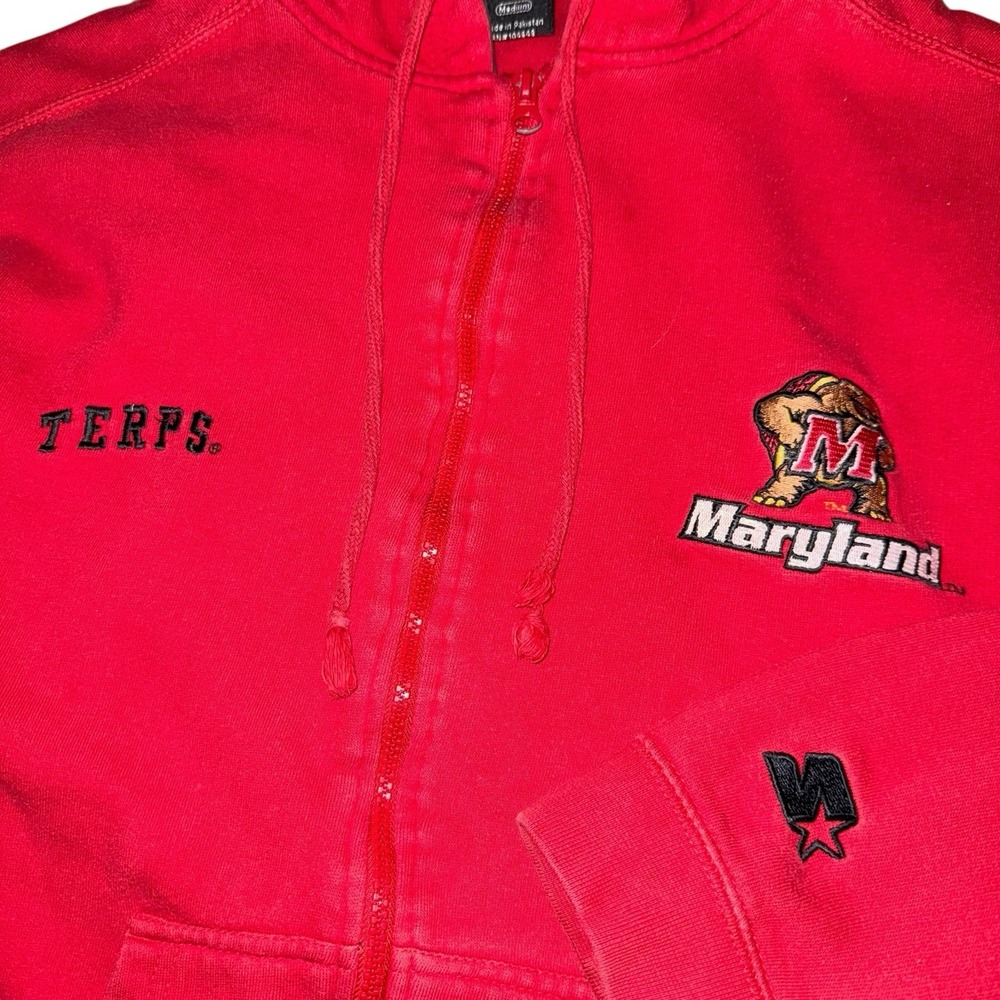 Vintage STARTER Maryland Terrapins Hoodie Medium Full Zip Sweater Embroidered
